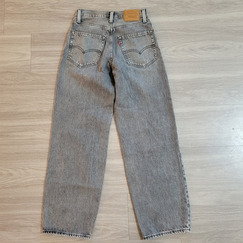 Levis Premium Baggy Dad Jeans Womens 23 Grey Acid Wash Wide Leg High Rise Denim